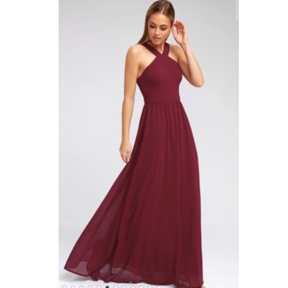 Lulus Air of Romance Formal Burgundy Gown
